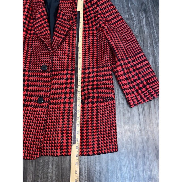 VTG LINDA ALLARD FOR ELLEN TRACY WOOL BLAZER JACKET  RED BLACK PLAID SIZE 14 - Picture 6 of 15